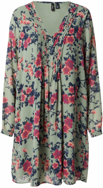 VERO MODA Šaty  tmavozelená / ružová / ružová / biela