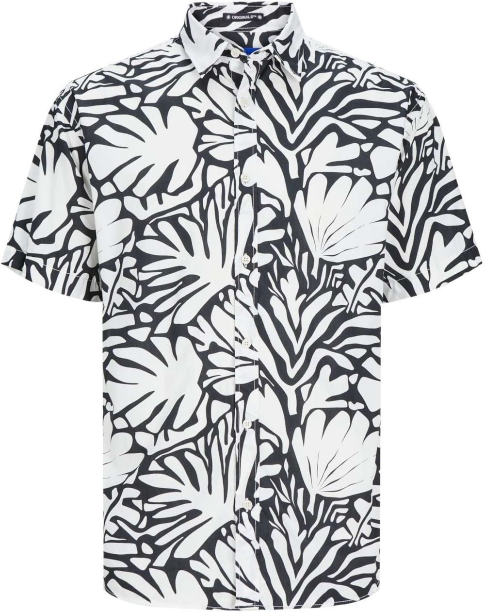 JACK & JONES Košeľa 'JORJoshua Aruba'  čierna / biela