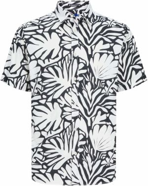 JACK & JONES Košeľa 'JORJoshua Aruba'  čierna / biela