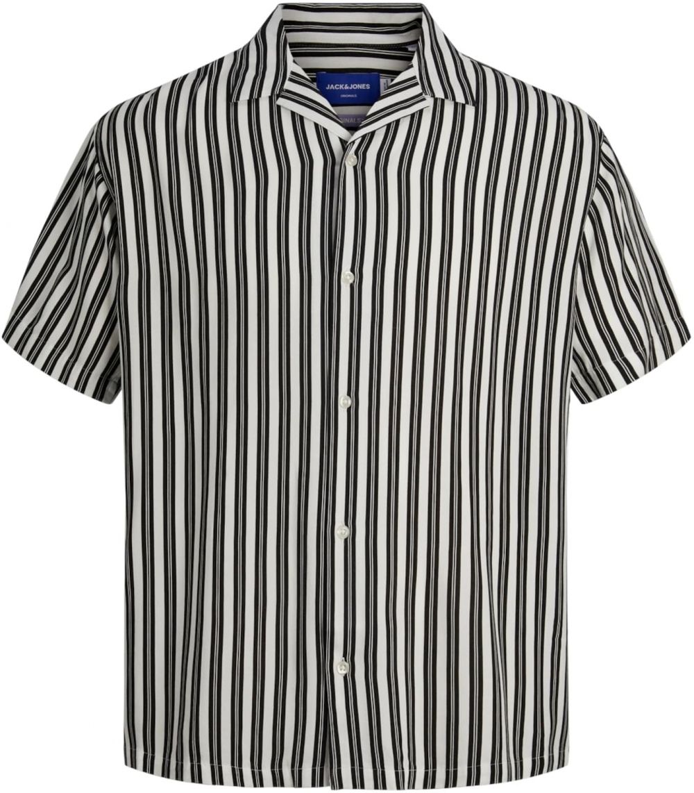 JACK & JONES Košeľa 'Luke Aruba'  čierna / biela