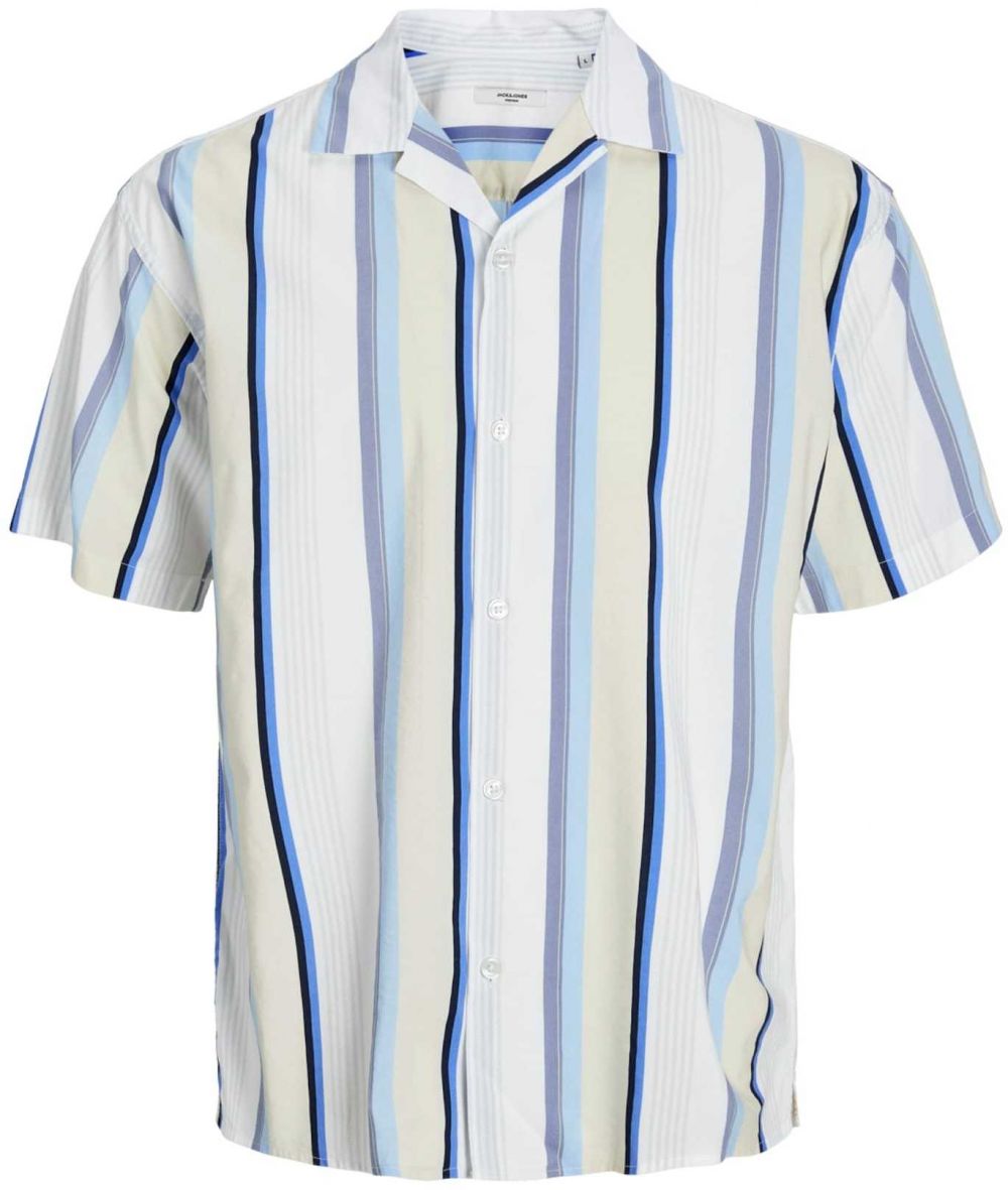 JACK & JONES Košeľa 'Palma Resort'  béžová / modrá / čierna / biela