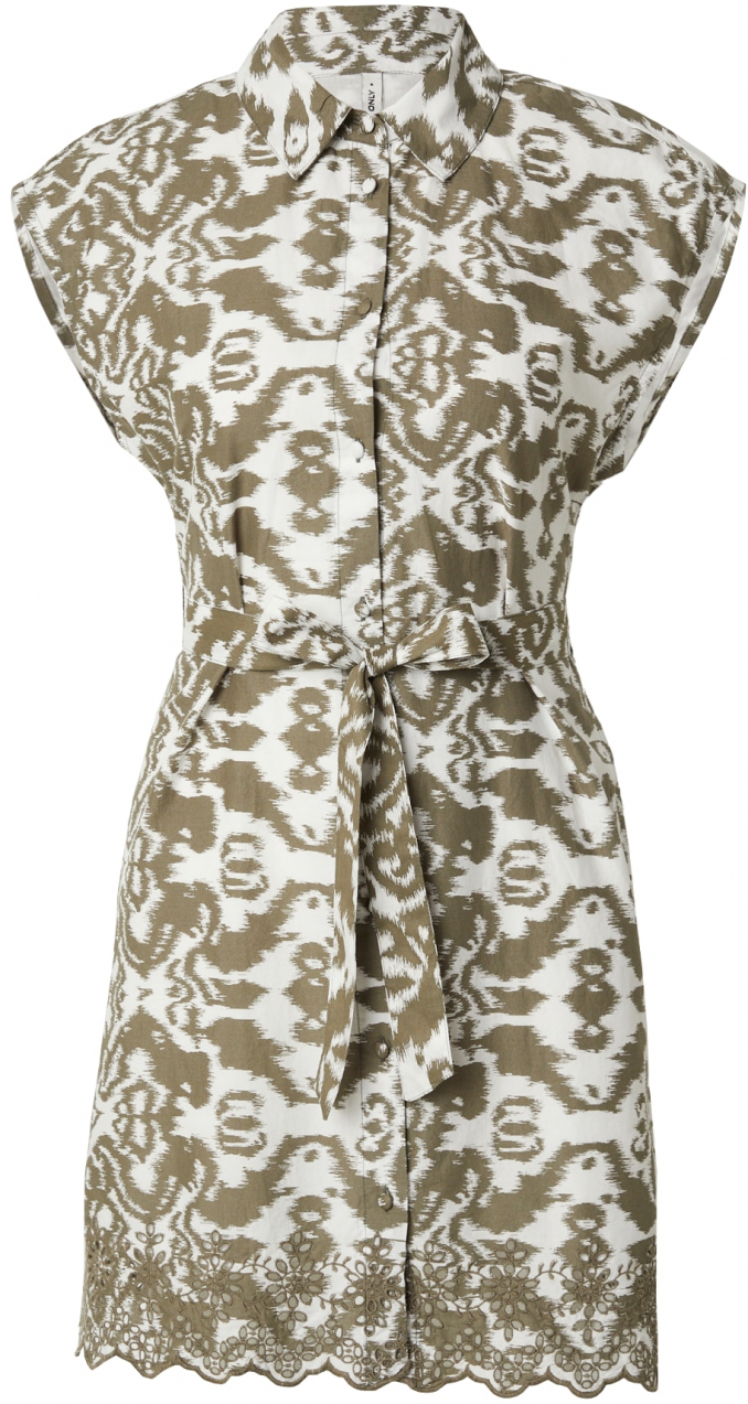 ONLY Košeľové šaty 'LOU'  zelená / biela