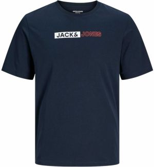 JACK & JONES Tričko  námornícka modrá / lososová / biela