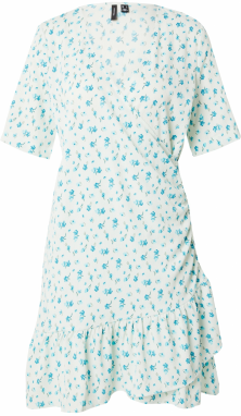 VERO MODA Šaty 'VMPAGE'  svetlobéžová / nebesky modrá / neónovo modrá / jedľová