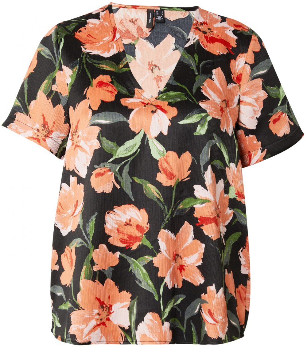 VERO MODA Blúzka 'VMLILLIAN'  zelená / oranžová / čierna / biela