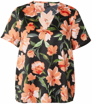 VERO MODA Blúzka 'VMLILLIAN'  zelená / oranžová / čierna / biela