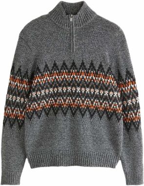 Next Sveter  sivá melírovaná / homárová / čierna / biela