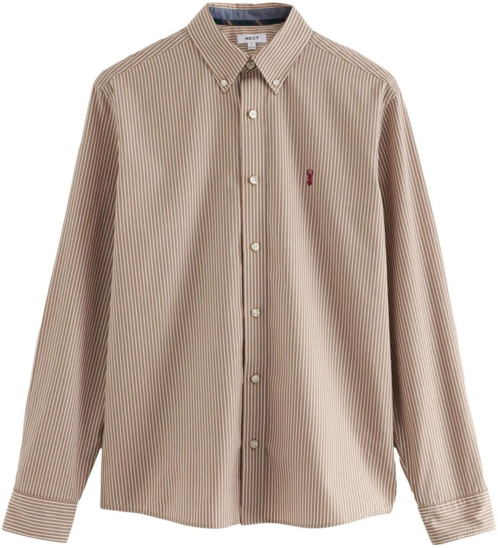 Next Košeľa  tmavobéžová / prírodná biela