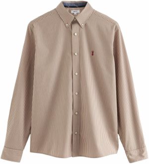 Next Košeľa  tmavobéžová / prírodná biela