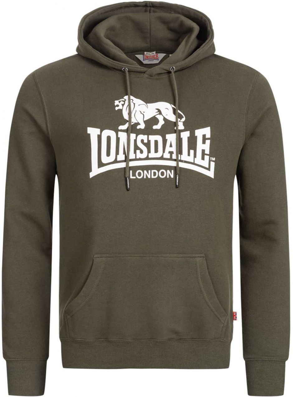 LONSDALE Mikina 'Fremington'  zelená / biela
