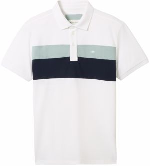 TOM TAILOR Tričko  námornícka modrá / modrozelená / biela