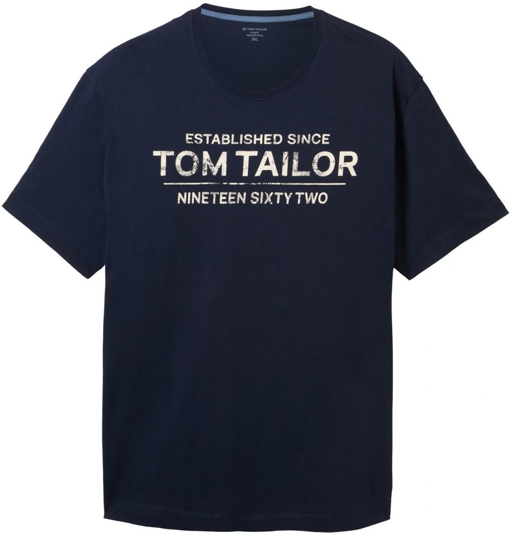 TOM TAILOR Men + Tričko  námornícka modrá / šedobiela