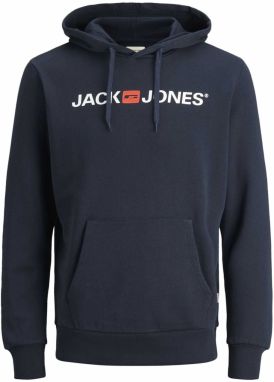 JACK & JONES Mikina 'Marco Bowie'  tmavomodrá / jasne červená / šedobiela
