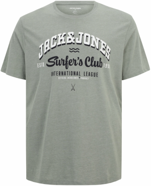 Jack & Jones Plus Tričko  tmavomodrá / pastelovo zelená / biela