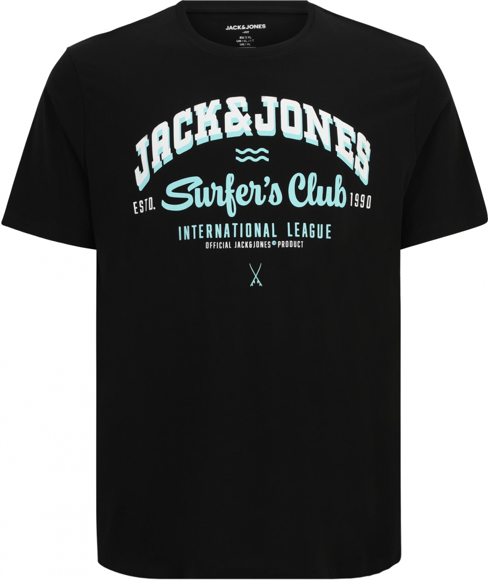 Jack & Jones Plus Tričko  pastelovo modrá / čierna / biela