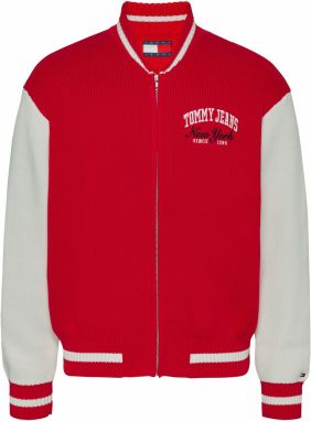 Tommy Jeans Kardigán  červená / biela