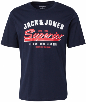 JACK & JONES Tričko  tmavomodrá / červená / biela
