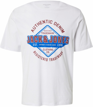 JACK & JONES Tričko  azúrová / grenadínová / biela