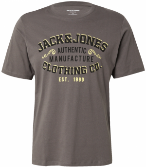 JACK & JONES Tričko  pastelovo žltá / farby bahna / čierna