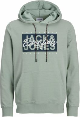 JACK & JONES Mikina 'JJColton'  námornícka modrá / pastelovo zelená / biela