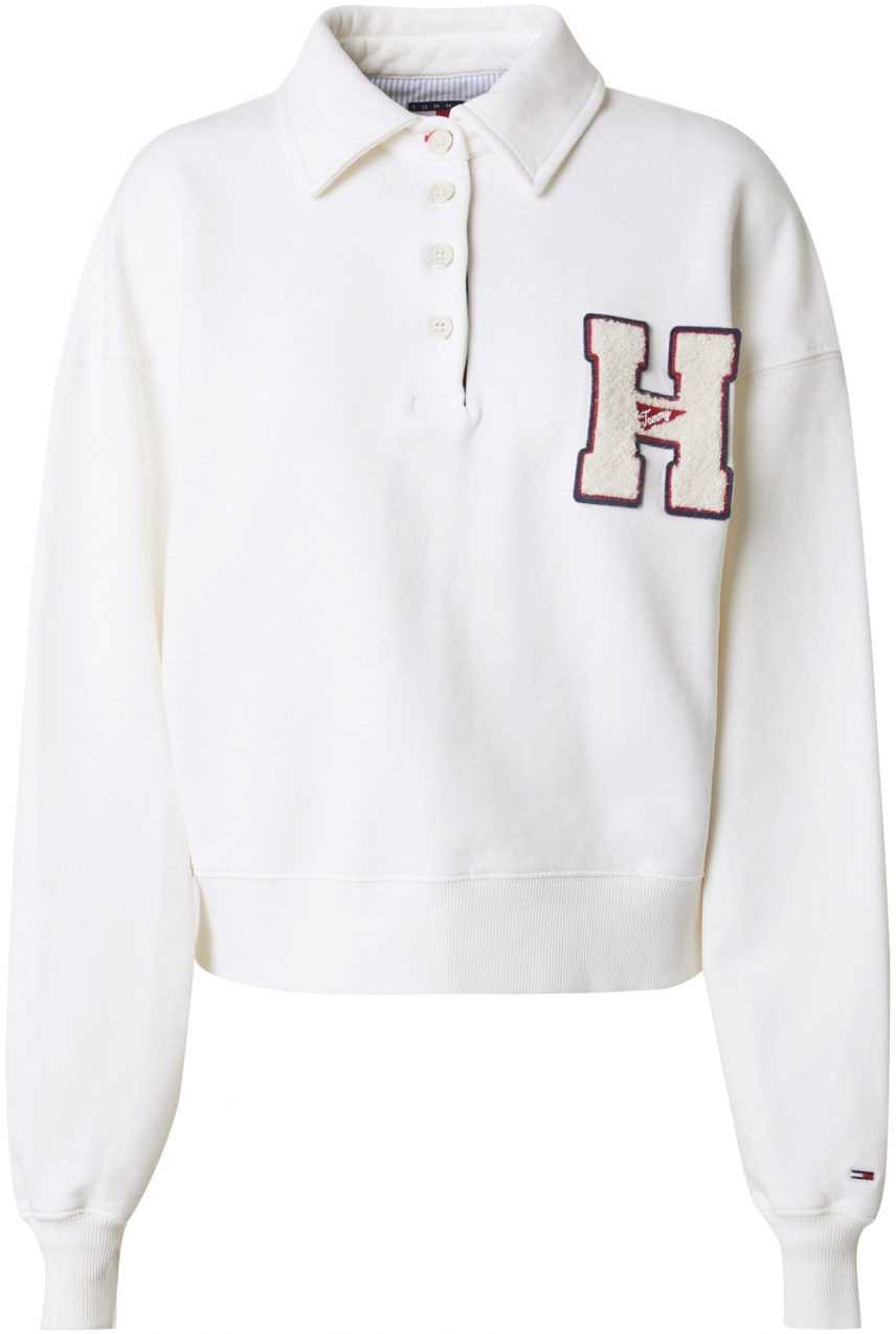 Tommy Jeans Mikina  béžová / krémová / námornícka modrá / červená