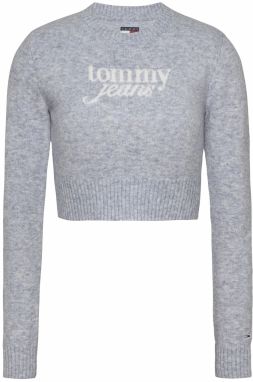 Tommy Jeans Sveter  sivá melírovaná / biela