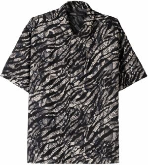 Bershka Košeľa  krémová / námornícka modrá / čierna