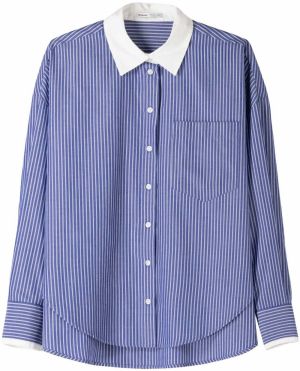 Bershka Blúzka  modrá / dymovo modrá