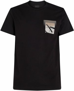Calvin Klein Jeans Tričko  broskyňová / čierna / šedobiela