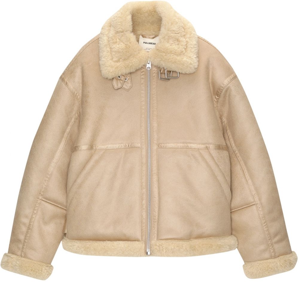 Pull&Bear Zimná bunda  béžová / krémová