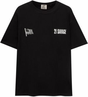 Pull&Bear Tričko  sivá / čierna / biela