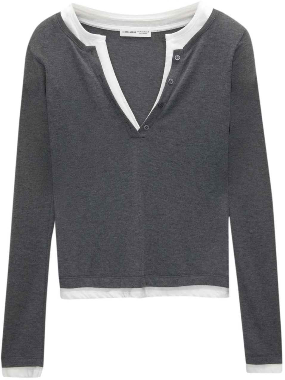 Pull&Bear Tričko  tmavosivá / biela