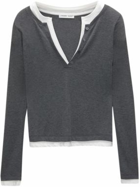 Pull&Bear Tričko  tmavosivá / biela