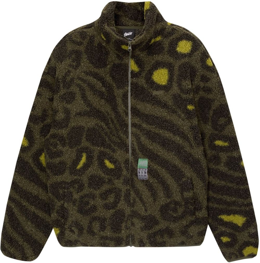 Pull&Bear Flisová bunda  kaki / kiwi / tmavozelená