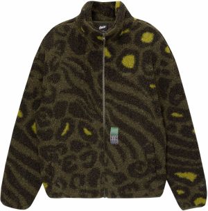 Pull&Bear Flisová bunda  kaki / kiwi / tmavozelená