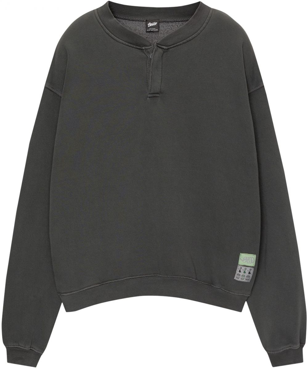 Pull&Bear Mikina  sivá / limetová / čierna