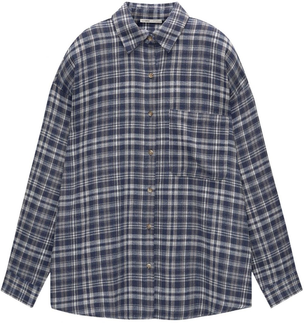 Pull&Bear Blúzka  modrá / sivá / biela