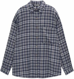 Pull&Bear Blúzka  modrá / sivá / biela