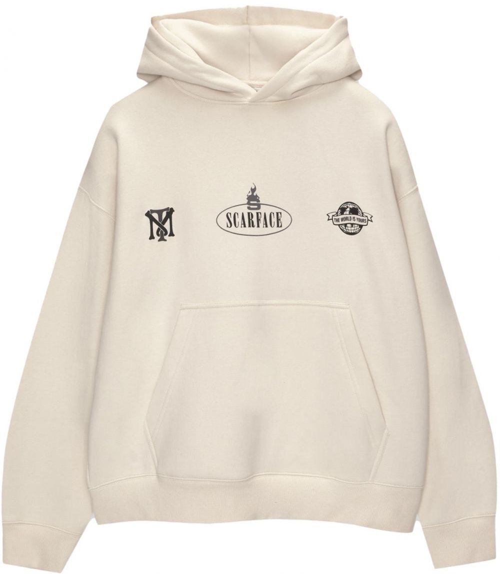 Pull&Bear Mikina  čierna / biela ako vlna