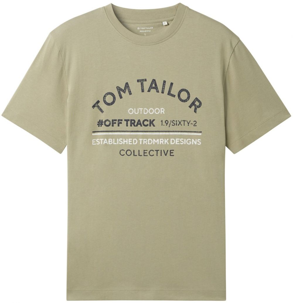 TOM TAILOR Tričko  tmavomodrá / zelená / šedobiela