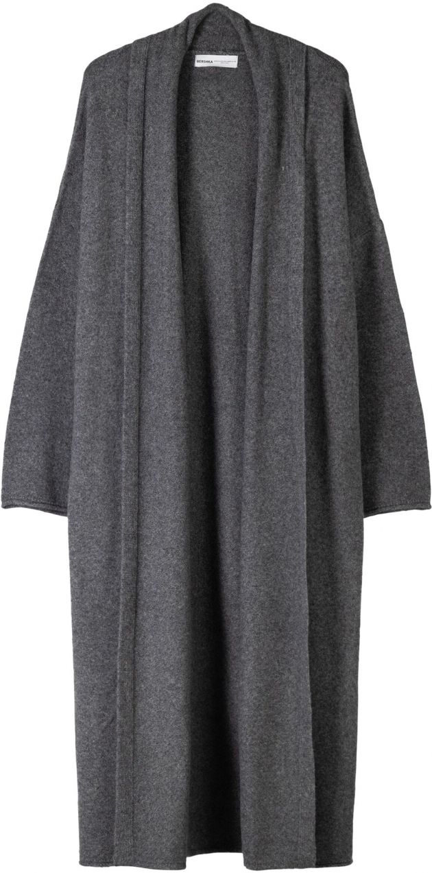 Bershka Pletený kabát  tmavosivá