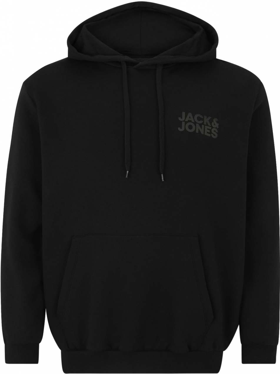 Jack & Jones Plus Mikina 'JJECORP'  sivá / čierna