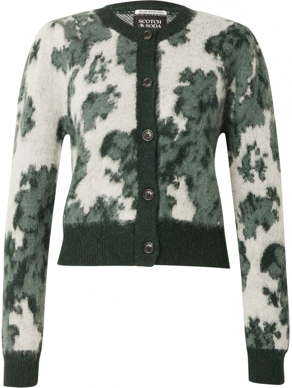 SCOTCH & SODA Kardigán  jedľová / tmavozelená / biela