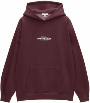 Pull&Bear Mikina  bordová / biela