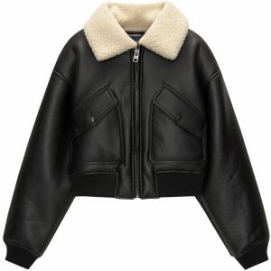 Pull&Bear Prechodná bunda  krémová / čierna