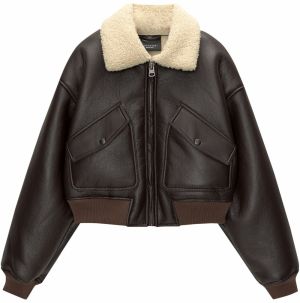 Pull&Bear Prechodná bunda  béžová / tmavohnedá