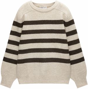 Pull&Bear Sveter  béžová / tmavohnedá