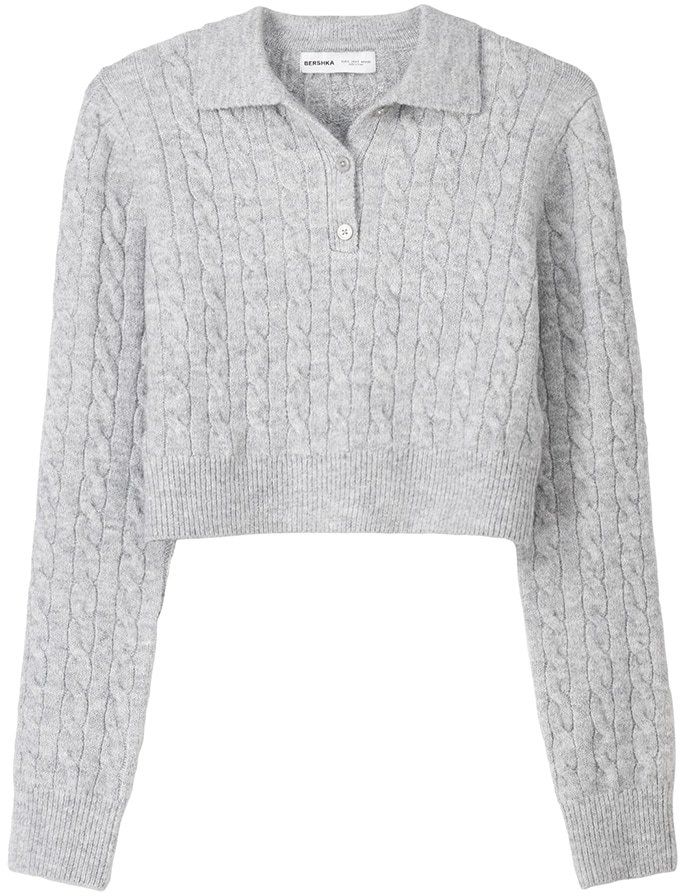 Bershka Sveter  sivá melírovaná