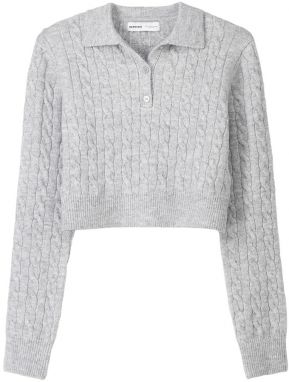 Bershka Sveter  sivá melírovaná