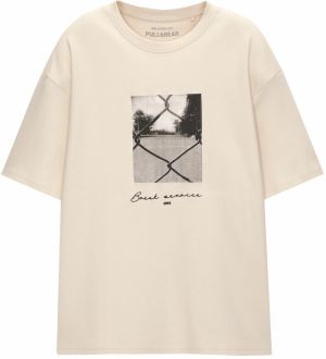 Pull&Bear Tričko  kapučíno / dymovo šedá / svetlosivá / čierna